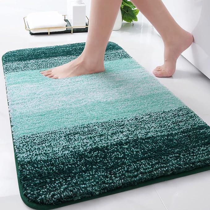 Arotive Microfiber Bathroom Rugs, Shaggy Soft and Absorbent Bath Rug, Non-Slip, Thick Plush Machine Washable Dry Bath Mats for Bathroom, Tub and Shower, 34x21, Dark Green, Rectangular - ModernBath