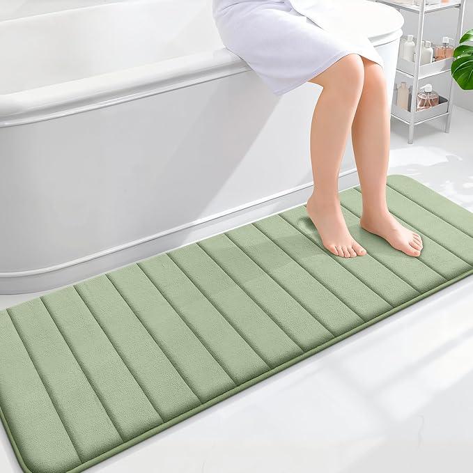 OLANLY Memory Foam Long Bathroom Rugs Runner 59x20, Super Soft Absorbent Bath Mat, Quick Dry, Machine Washable Shower Floor Rugs, Bathmat Carpet, Bathroom Home Decor Accessories, Sage Green - ModernBath