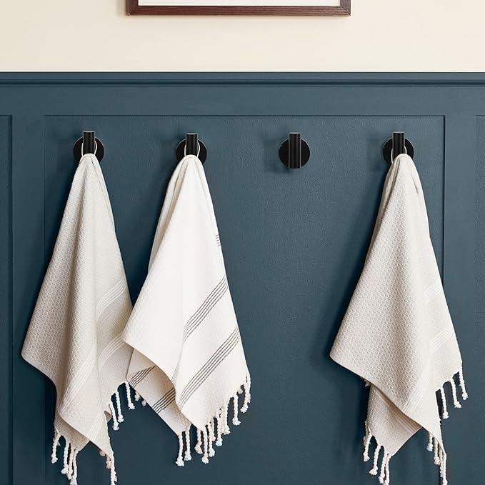 TUNNY 3 Pack Round Bathroom Towel Hooks - Matte Black Robe Hooks Coat Hooks Wall Hooks for Bathroom Bedroom Kitchen (Matte Black, 3) - ModernBath