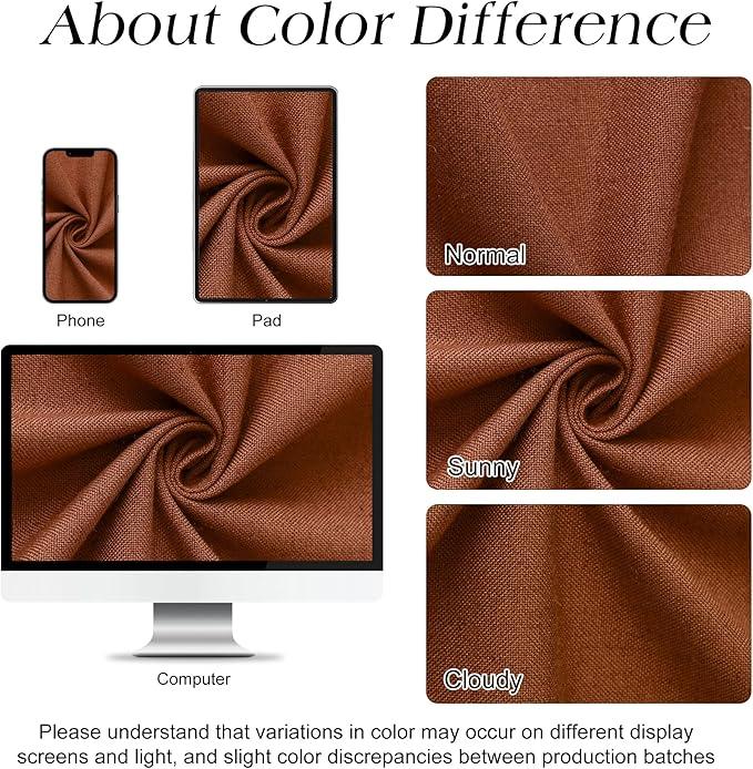 Naturoom Terracotta 60 Inch Boho Shower Curtain - Stall Narrow Half Linen Ultra Thick Fabric Shower Curtain Set with Hooks, Farmhouse Rustic RV Camper Bath Curtains for Bathroom, 60x72 - ModernBath