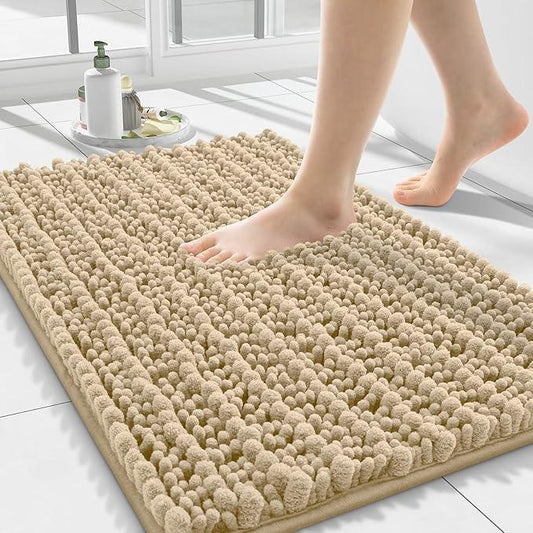 Smiry Bathroom Rugs Mat 24x16, Extra Soft Absorbent Chenille Bath Rugs, Non Slip Rubber Backing Machine Washable Quick Dry Bath Mats for Bathroom Floor, Tub, Shower, Home Decor Accessories, Beige - ModernBath