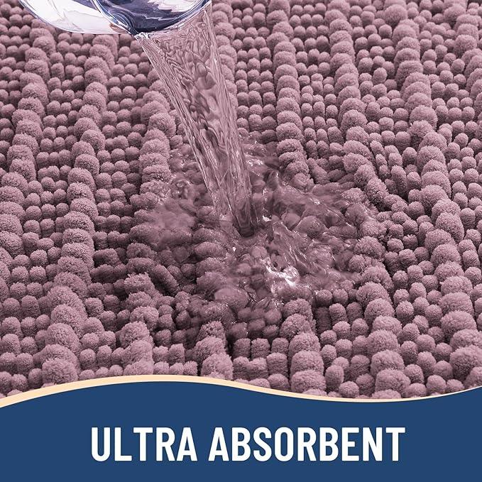 Arotive Luxury Chenille Bathroom Rug Mat, Extra Soft Thick Absorbent Shaggy Bath Rugs, Non-Slip Machine Wash Dry, Plush Bath Mats for Bathroom, Shower and Tub, 36x24, Deep Plum - ModernBath