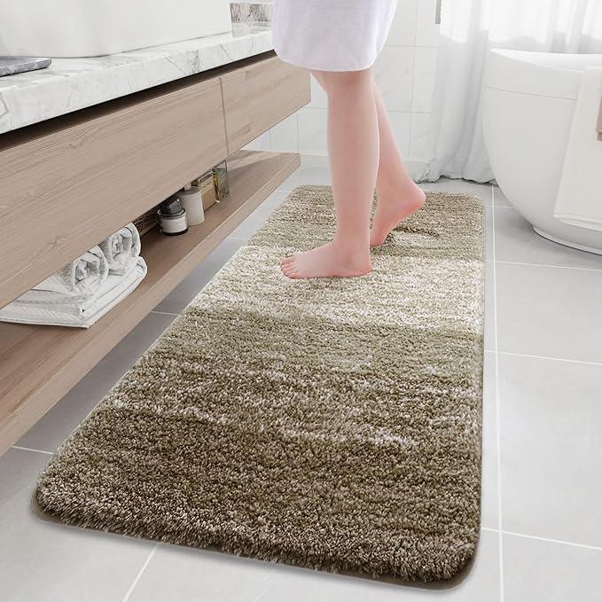 Arotive Microfiber Bathroom Rugs, Shaggy Soft and Absorbent Bath Rug, Non-Slip, Thick Plush Machine Washable Dry Bath Mats for Bathroom, Tub and Shower, 70x24, Coffee, Rectangular - ModernBath