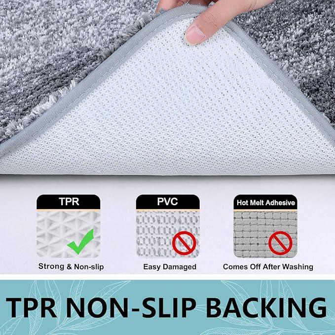 Arotive Microfiber Bathroom Rugs, Shaggy Soft and Absorbent Bath Rug, Non-Slip, Thick Plush Machine Washable Dry Bath Mats for Bathroom, Tub and Shower, 44x32, Grey, Rectangular - ModernBath