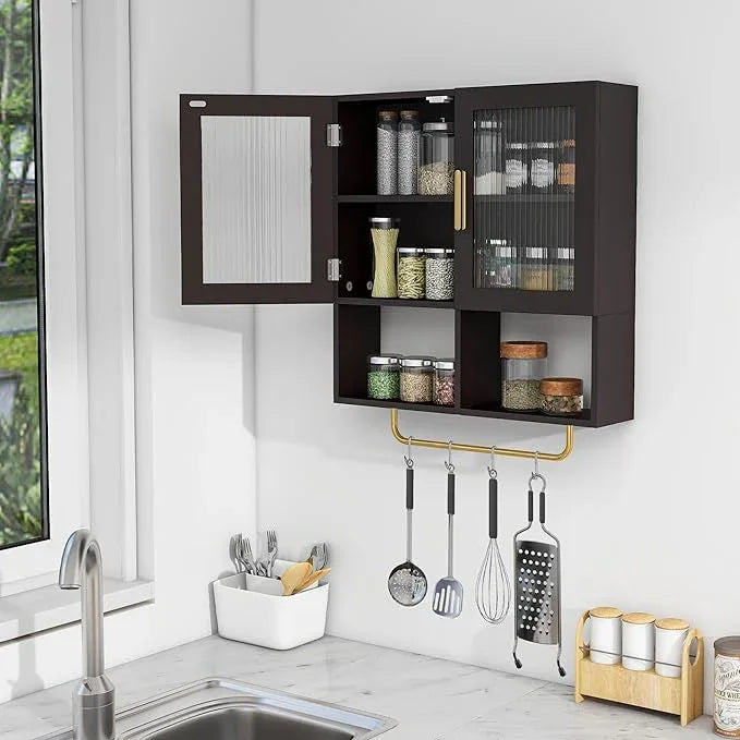 Wall Mounted Bathroom Storage Cabinet Medicine Cabinet with Acrylic Doors & Towel Bar Adjustable Shelves for Bathroom, Laundry Room, Bedroom, Enterway - ModernBath
