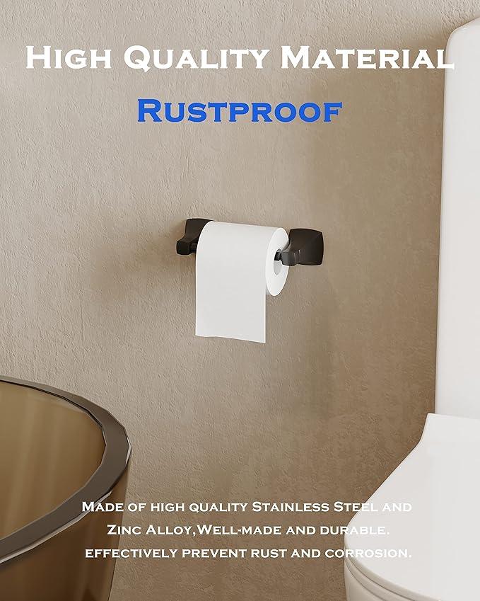 Matte Black Toilet Paper Holder Bathroom Double Post Pivoting Tissue Roll Holder Stainless Steel and Zinc Alloy Wall Mount - ModernBath