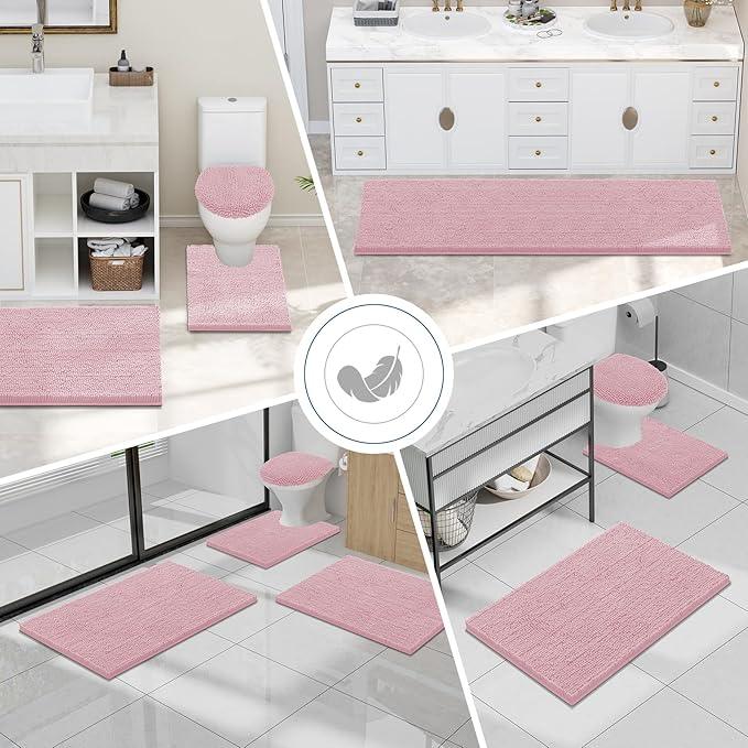 Smiry Luxury Chenille Bathroom Rugs 30x20, Extra Soft and Absorbent Shaggy Bath Mat, Machine Washable, Non-Slip Plush Carpet Runner for Tub, Shower, and Floor, Home Decor Accessories, Dusty Rose - ModernBath