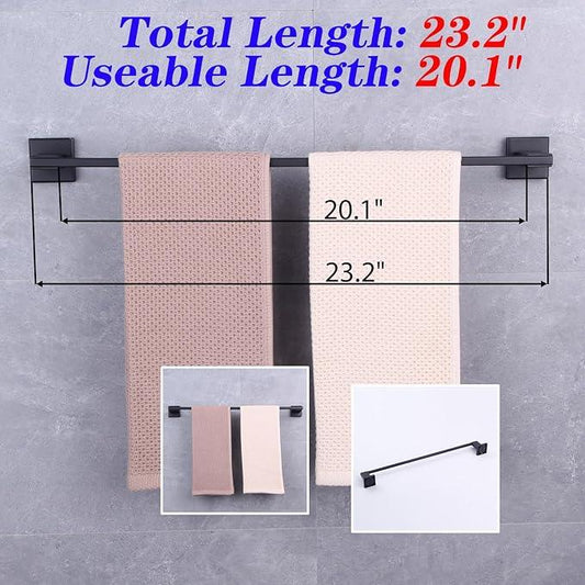 GERZWY Matte Black Towel Bar, 24 Inch Bathroom Wall Mounted Towel Rail, Hand Towel Holder, Stainless Steel JG1901A60-BK - ModernBath