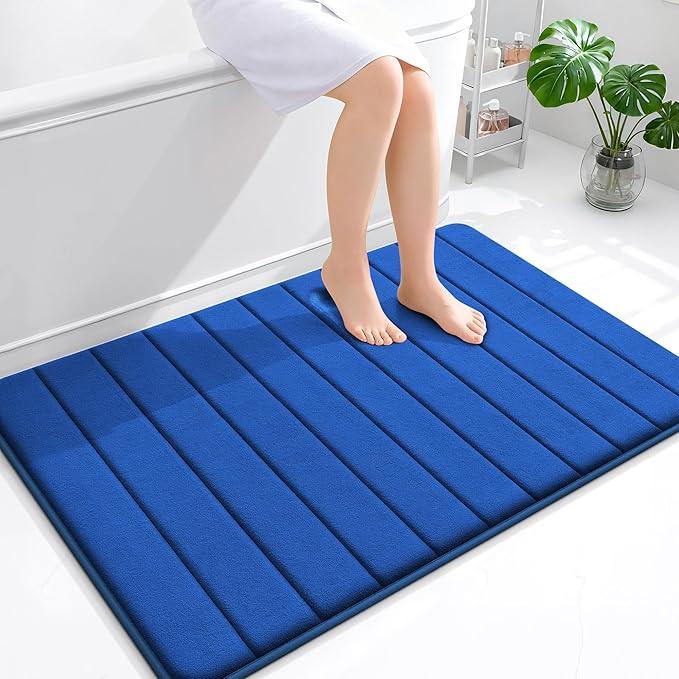 OLANLY Memory Foam Bath Mat 44x32, Super Soft Absorbent Bathroom Rugs, Quick Dry, Machine Washable Shower Floor Rugs, Bathmat Carpet, Bathroom Home Decor Accessories, Royal Blue - ModernBath