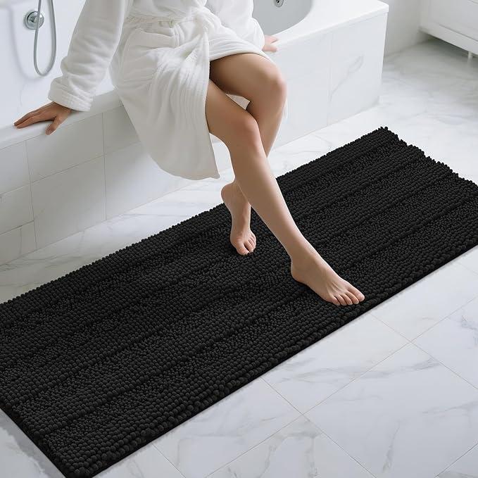 Yimobra Bathroom Runner Rug, 70 x 24, Long Bathroom Rugs Large Bath Mat, Soft Super Absorbent and Thick, Non-Slip, Machine Washable, Carpets for Home, Nursery, Bed and Living Room, Black - ModernBath