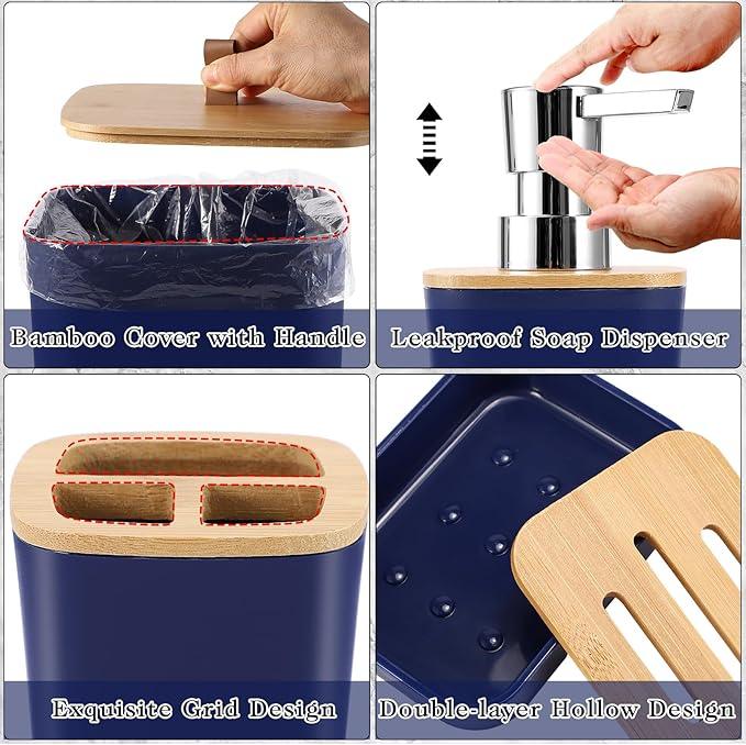 XLHOMO Blue Bathroom Sets with Shower Curtain and Rugs - ModernBath
