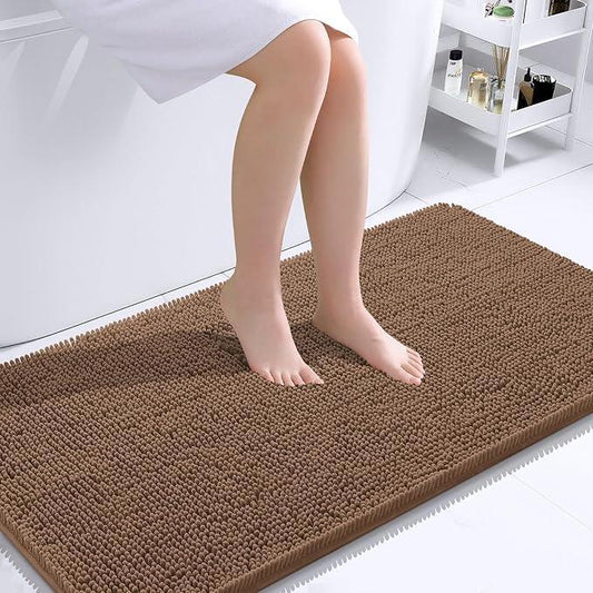OLANLY Bathroom Rugs 44x24, Extra Soft Absorbent Chenille Bath Rugs, Rubber Backing Quick Dry, Machine Washable Bath Mats for Bathroom Floor, Tub and Shower, Home Decor Accessories, Mocha - ModernBath
