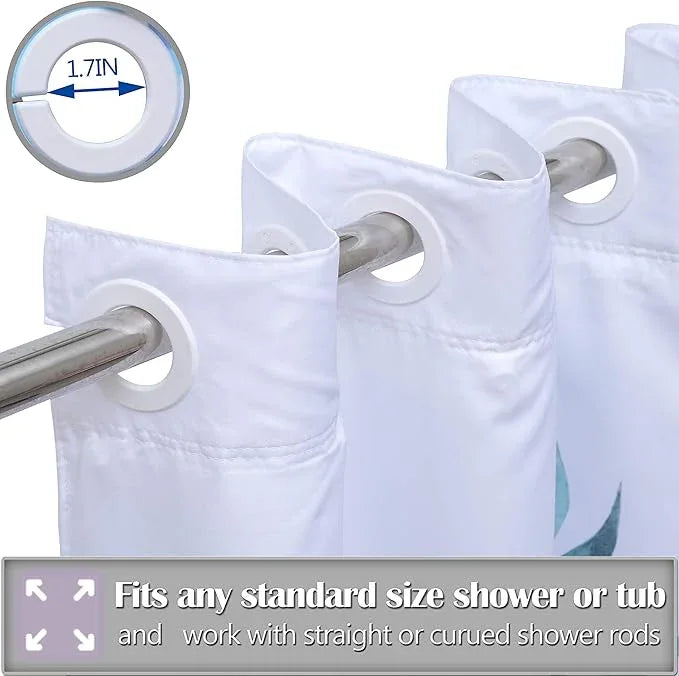 Conbo Mio No Hook Shower Curtain with Snap in Liner Set, Hotel Luxury Shower Curtains for Bathroom with See Through Top Window, Waterproof, Washable 71W x 74H Leaf - ModernBath