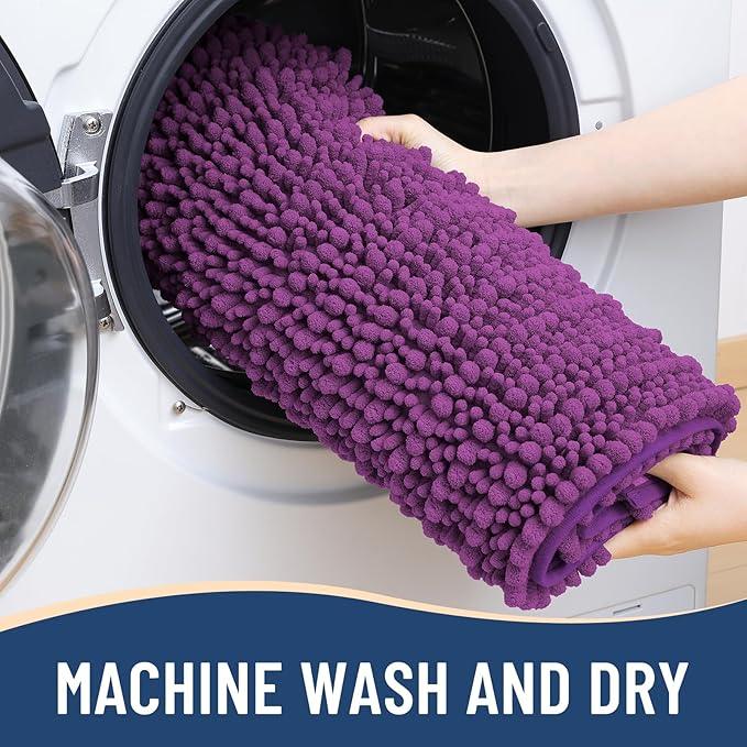 Arotive Luxury Chenille Bathroom Rug Mat, Extra Soft Thick Absorbent Shaggy Bath Rugs, Non-Slip Machine Wash Dry, Plush Bath Mats for Bathroom, Shower and Tub, 30x20, Purple - ModernBath