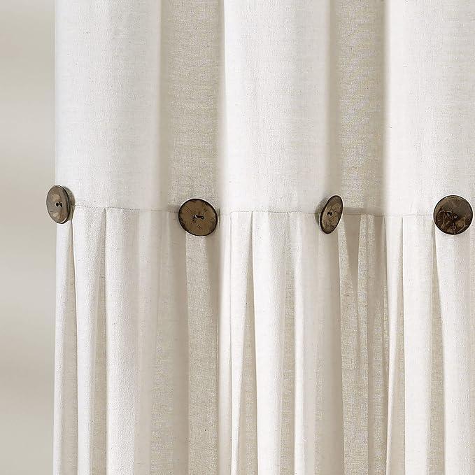 Lush Decor Linen Button Shower Curtain, 72" W x 78" L, Off White - Extra Long Shower Curtains - White Shower Curtain Fabric - Farmhouse Bathroom Decor - ModernBath