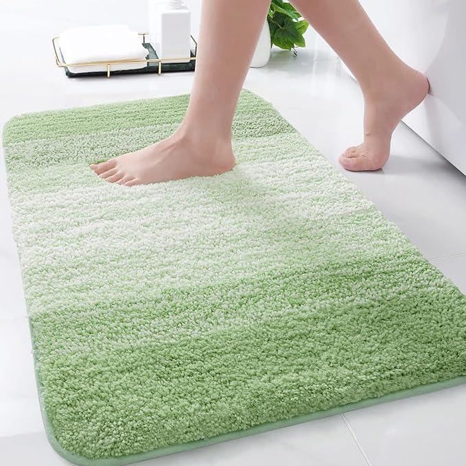 Arotive Microfiber Bathroom Rugs, Shaggy Soft and Absorbent Bath Rug, Non-Slip, Thick Plush Machine Washable Dry Bath Mats for Bathroom, Tub and Shower, 30x20, Sage Green, Rectangular - ModernBath
