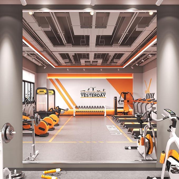 Amorho 79''x36''(Each)-2PCS Gym Mirror, Tempered Glass, Frameless Full Body Mirror for Home, Yoga Studios, Dance Rooms, Garage Gyms. - ModernBath