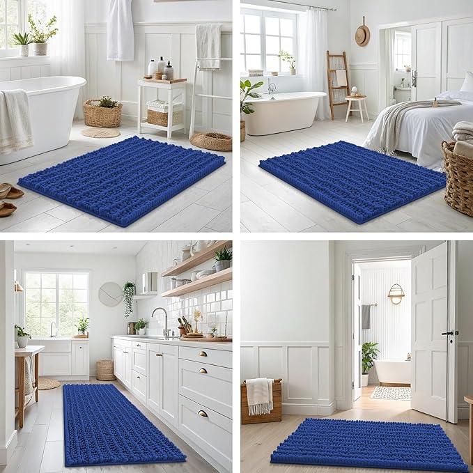 Smiry Bathroom Rugs Mat 30x20, Extra Soft Absorbent Chenille Bath Rugs, Non Slip Rubber Backing Machine Washable Quick Dry Bath Mats for Bathroom Floor, Tub, Shower, Home Decor Accessories, Royal Blue - ModernBath