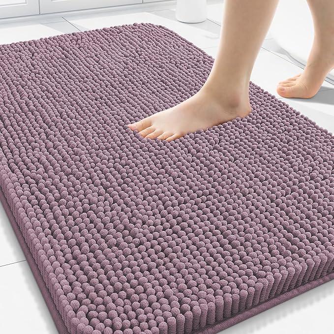Arotive Bathroom Rugs 30x20, Extra Soft Absorbent Shaggy Chenille Bath Rugs, Machine Washable Rubber Backing Non-Slip Bath Mats for Bathroom Floor Tub and Shower, Home Decor Accessories, Deep Plum - ModernBath