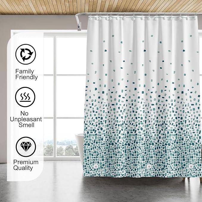 TIKABC Shower Curtain Liner, 4G PEVA Shower Liner, Plastic Waterproof Shower Curtains, with Grommet Holes and 3 Magnetic Weights(Gradient Green) - ModernBath
