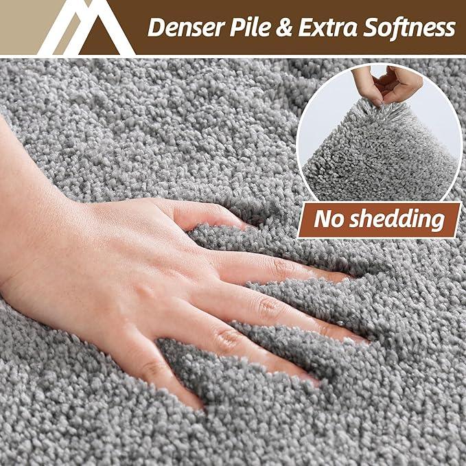 COSY HOMEER Toilet Rugs U-Shaped 24"x20",Soft Absorbent Bath Mat with Non-Slip TPR Backing, Machine Washable Shaggy Bath Rug for Toilet,Grey - ModernBath