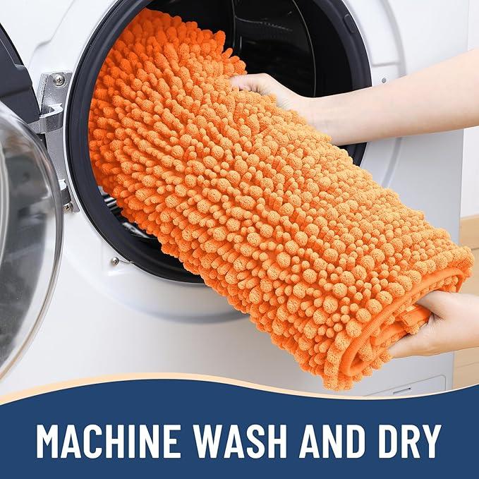 Arotive Luxury Chenille Bathroom Rug Mat, Extra Soft Thick Absorbent Shaggy Bath Rugs, Non-Slip Machine Wash Dry, Plush Bath Mats for Bathroom, Shower and Tub, 30x17, Orange - ModernBath