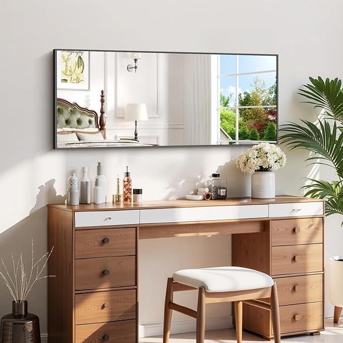 COFENY Black Bathroom Mirror for Wall, 20x48 Inch Rectangle Mirror with Metal Frame, Modern Vanity Mirrors for Bathroom Living Room, Entryway Hangs Horizontal or Vertical - ModernBath