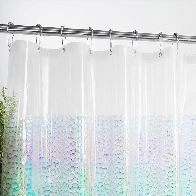 Mrs Awesome Holographic Shower Curtain Liner with 3 Magnets for Bathroom, Waterproof Clear Water Cube Plastic Iridescent Shower Curtain Sparkly, Glitter PEVA Liner 72 x 72 inches - ModernBath
