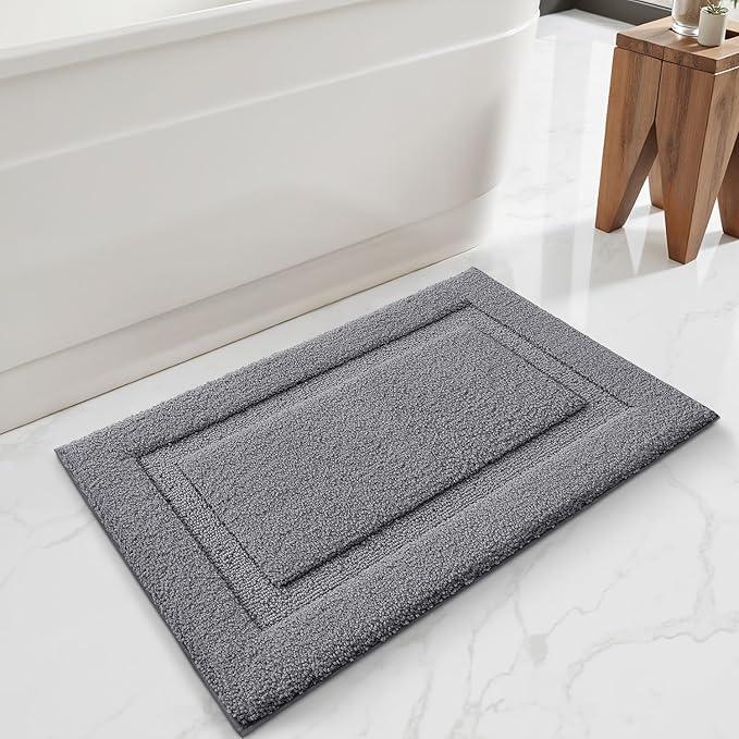LUMI Ultra Soft Bathroom Rugs Non Slip with Rubber Backing, Absorbent Washable Bath Mat Quick Dry, Upgraded Premium Microfiber Plush Carpet for Bathtub and Shower Floor, Dark Grey, 24x36 - ModernBath