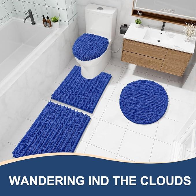 Arotive Luxury Chenille Bathroom Rug Mat, Extra Soft Thick Absorbent Shaggy Bath Rugs, Non-Slip Machine Wash Dry, Plush Bath Mats for Bathroom, Shower and Tub, 30x20, Dark Blue - ModernBath