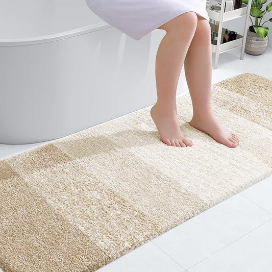 OLANLY Bathroom Runner Rugs 70x24, Extra Soft Absorbent Microfiber Bath Rugs, Rubber Backing, Quick Dry, Washable Bath Mats for Bathroom Floor, Tub and Shower, Home Decor Accessories, Light Beige - ModernBath