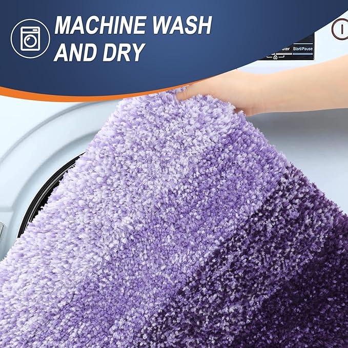OLANLY Bathroom Runner Rugs 59x20, Extra Soft Absorbent Microfiber Bath Rugs, Rubber Backing, Quick Dry, Machine Washable Bath Mats for Bathroom Floor, Tub and Shower, Home Decor Accessories, Violet - ModernBath
