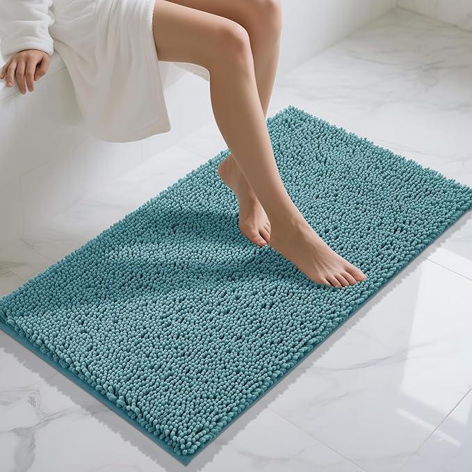 Yimobra Long Bathroom Rugs 44"x24", Extra Soft Non Slip Bath Mat for Tub, Super Absorbent Quick Dry Shaggy Rug Floor Carpet, Machine Washable,Teal Blue - ModernBath