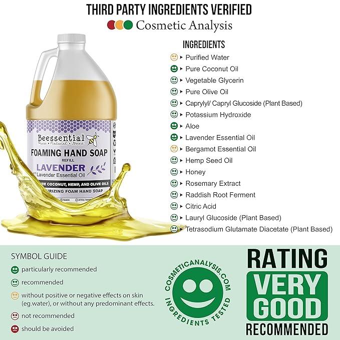 Beessential All Natural Bulk Foaming Hand Soap Refill, 64 oz Lavender | Made with Moisturizing Aloe & Honey - Made in the USA - ModernBath