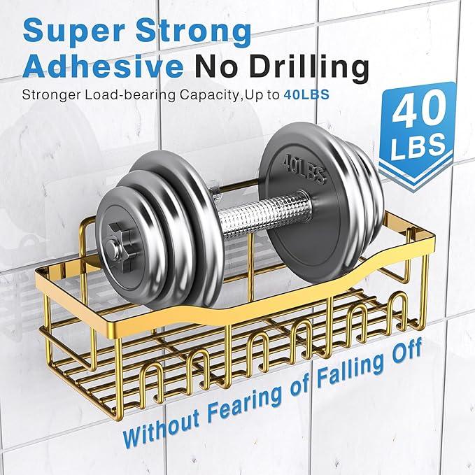 EUDELE 5-Pack Rustproof Stainless Steel Shower Caddy – No Drill Adhesive Bathroom Organizer with Large Capacity, Spacious Shower Shelves for Inside Shower, Kitchen & Home Decor Storage-XL Size - ModernBath