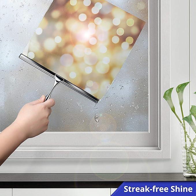 HOME SO 12” Shower Squeegee in Chrome Finish; Effective Rubber Blade Squeegee for Windows, Glass Shower Doors, Car Windshield, Mirrors, Tile Walls, Kitchen Surfaces and More - ModernBath