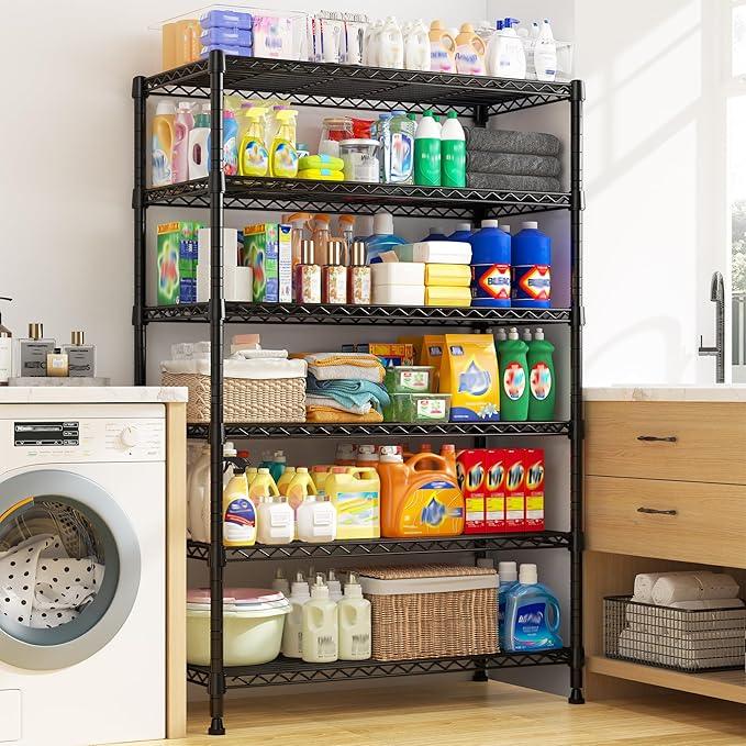REIBII 71" H Metal Shelves 6 Tier Storage Shelves 1200LBS Adjustable Shelving Units and Wire Shelving Unit Storage Rack Shelf Metal Shelving, 71" H x 29" W x 14" D - ModernBath