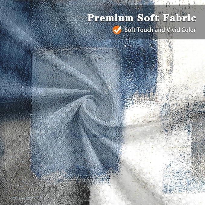 Culudea Navy Blue Grey Painting Shower Curtain Set, Gray Contemporary Modern Abstract Bathroom Window Waterproof Shower Curtain Set for Bathroom Decor - ModernBath