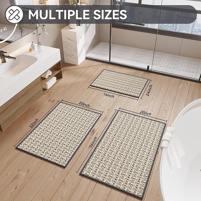 YDKGL Bath Mat Rug-Ultra Thin Non Slip Bath Mats for Bathroom Mat Quick Dry, Rubber Backing Washable Bathroom Rugs Fit Under Door, Absorbent Bath Rugs,Shower Outside,Sink Gray 16"x24" - ModernBath