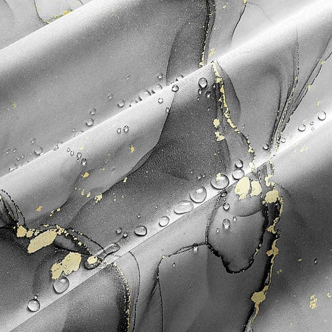 Gibelle Extra Long Shower Curtain 72 x 78, Abstract Grey Marble Fabric Shower Curtain, Modern Ink Art Waterproof Bathroom Shower Curtain Set with Hooks - ModernBath