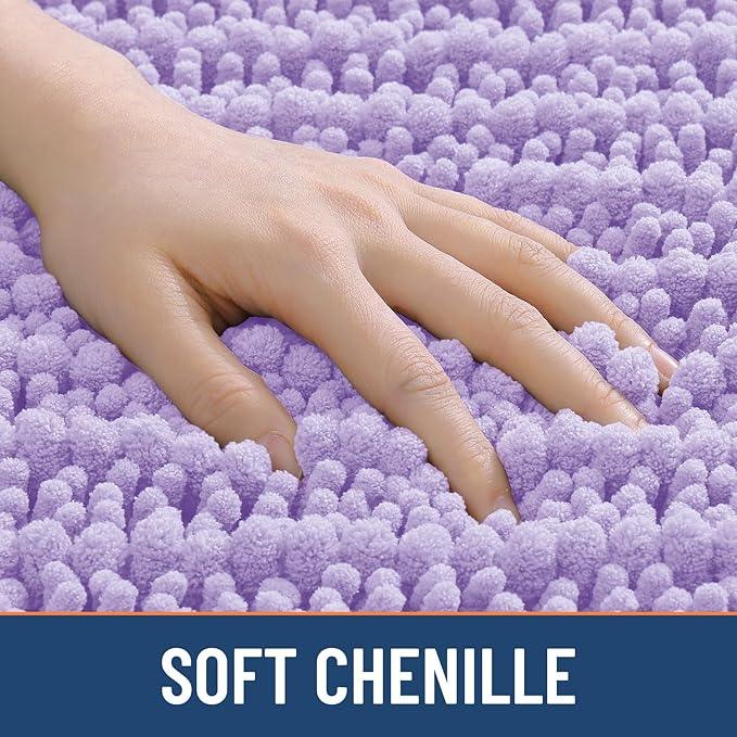 Smiry Bathroom Rugs Mat 24x16, Extra Soft Absorbent Chenille Bath Rugs, Non Slip Rubber Backing Machine Washable Quick Dry Bath Mats for Bathroom Floor, Tub, Shower, Home Decor Accessories, Purple - ModernBath