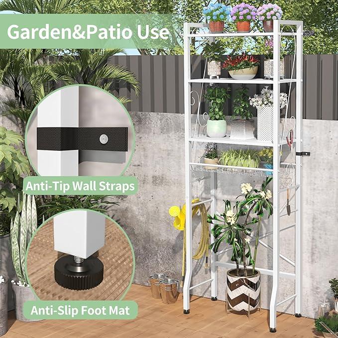 Over-The-Toilet Storage Rack 4-Tier,Bathroom Organizer Shelf Over Toilet,Adjustable Wooden Shelves and Basket,Freestanding Above Toilet Shelve,Space Saver for Rooms(White Rack-White Shelves) - ModernBath