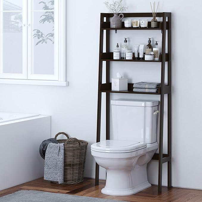 UTEX Over The Toilet Storage, 3-Tier Bathroom Shelves Over Toilet, Behind Toilet Bathroom Organizer (Espresso) - ModernBath