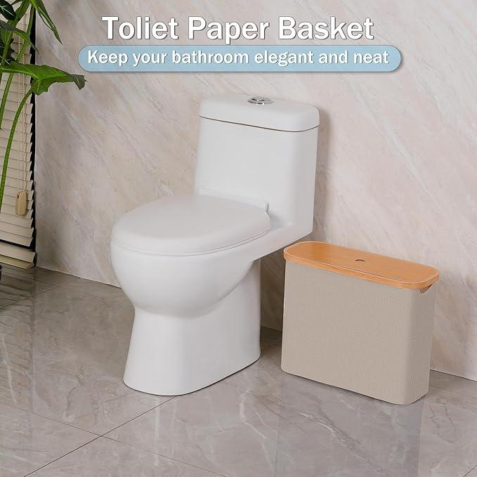 efluky Toilet Paper Basket with Lid, Toilet Paper Organizer for Bathroom, Free Standing Toilet Paper Holder with Storage, Brownbeige - ModernBath