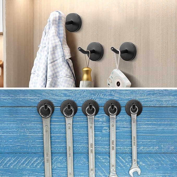 NearMoon Coat Hooks, Wall Mount Hooks for Hanging Hat Hurse Robe, 304 Stainless Steel Heavy Duty Towel Hangers for Bathroom Livingroom Hotel Kitchen Garage, 6 Pack (2 Inch, Matte Black) - ModernBath