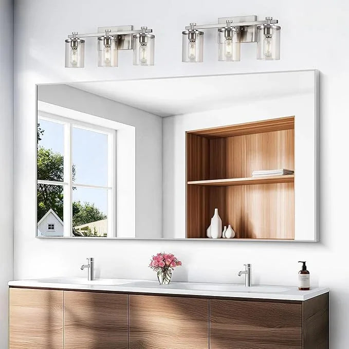 BONEWEI Silver Bathroom Mirror,60x36 inch Wall Mirror for Bathroom Wall Mounted,Large Rectangle Mirror for Bathroom Over Sink,Modern Metal Frame for Living Room,Bedroom Entryway,Horizontal/Vertical - ModernBath
