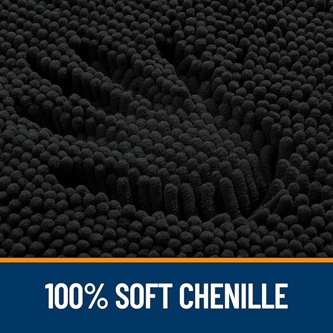 OLANLY Toilet Rugs U-Shaped 20x20, Extra Soft Absorbent Chenille Contour Bathroom Rugs for Toilet, Dry Quickly, Machine Washable, Non-Slip Bath Mat, Black - ModernBath