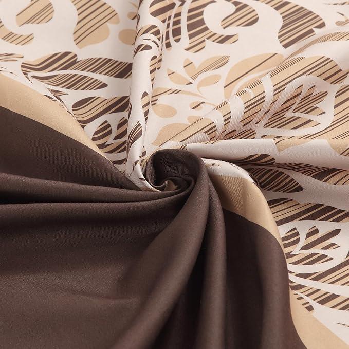 BESTRIPES Extra Long Fabric Shower Curtain, Soft & Lightweight Brown Damask Print Shower Curtains for Bathroom, 72" W x 84" H - ModernBath