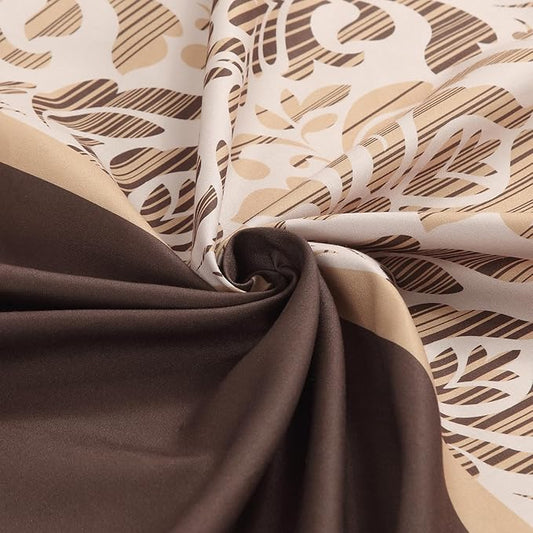 BESTRIPES 90 Inch Fabric Shower Curtain, Extra Long Brown Damask Shower Curtains for Bathroom, 72" W x 90" H