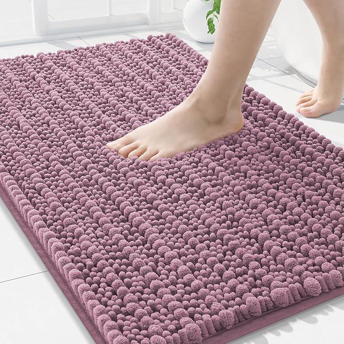 Arotive Luxury Chenille Bathroom Rug Mat, Extra Soft Thick Absorbent Shaggy Bath Rugs, Non-Slip Machine Wash Dry, Plush Bath Mats for Bathroom, Shower and Tub, 36x24, Deep Plum - ModernBath